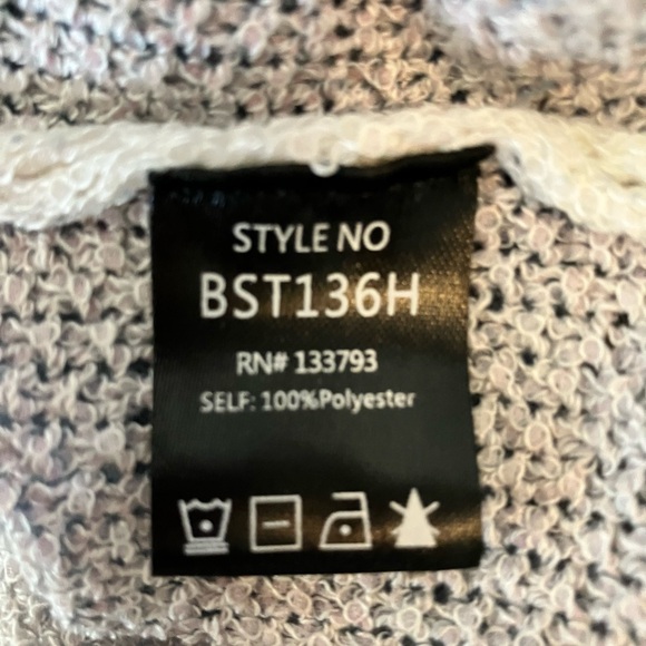 POL Women’s Blue Camo Knit Hoodie Sweater with 3/4 Sleeves. Size Large. - Picture 5 of 6